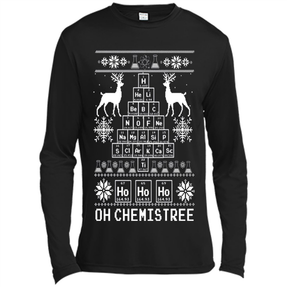 Oh Chemistry Tree Ugly Christmas Sweater - Canvas Long Sleeve T-Shirt