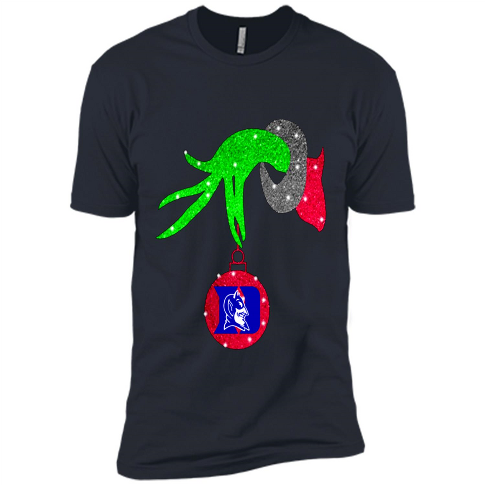 GRINCH HAND HOLDING DUKE BLUE DEVILS GLITTER CHRISTMAS PINGPONG