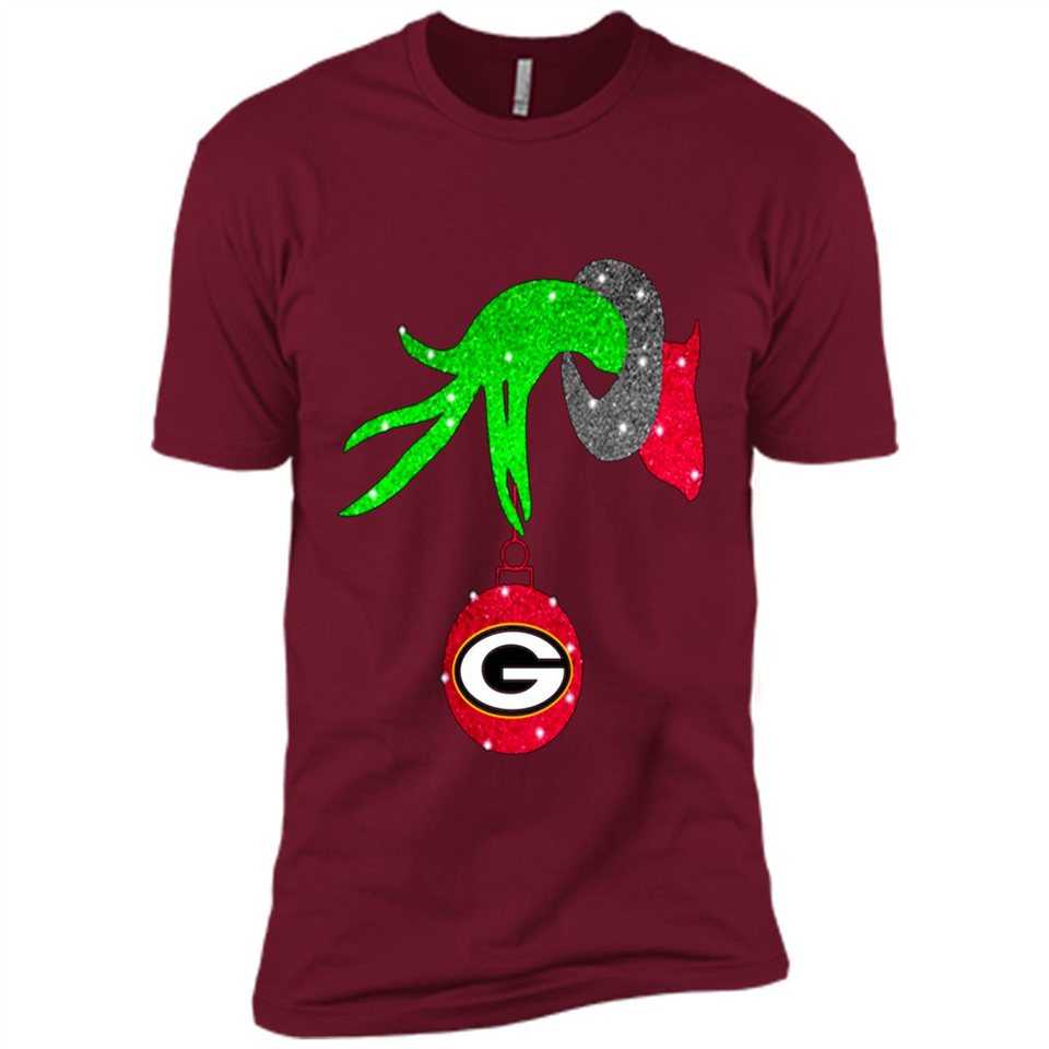 GRINCH HAND HOLDING GREEN BAY PACKERS GLITTER CHRISTMAS PINGPONG