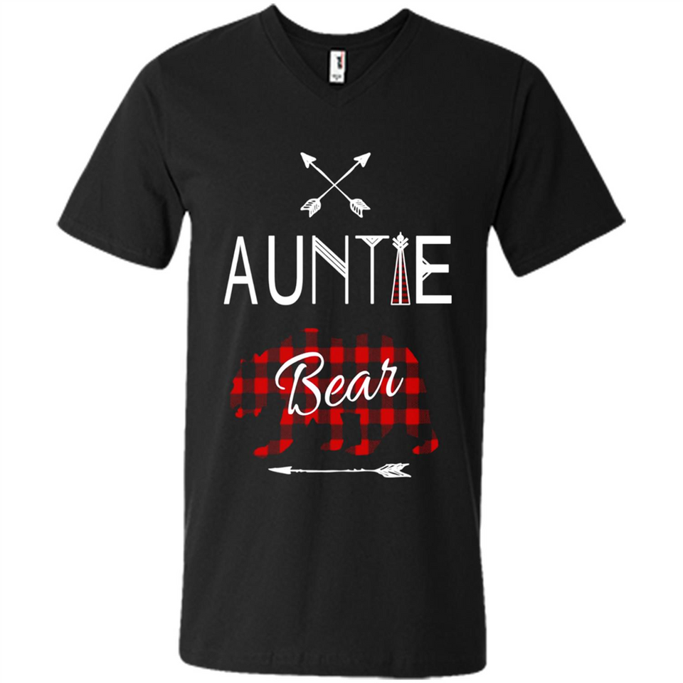 Aunt Shirt Buffalo Plaid Family Camp Bear Tee - Men's V-Neck