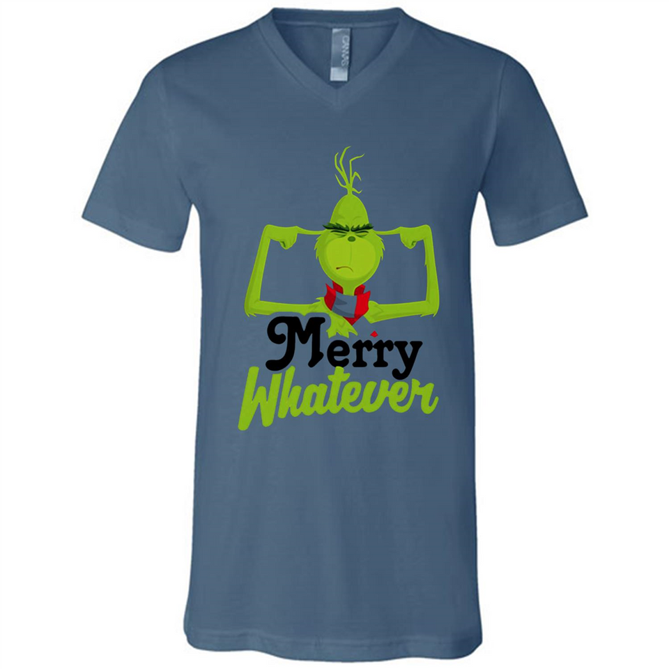 Grinch Merry Whatever Funny Christmas Sporty - Canvas Unisex V-Neck