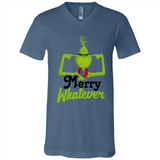 Grinch Merry Whatever Funny Christmas Sporty - Canvas Unisex V-Neck