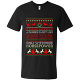 Funny Farmers Gift Ugly Santa Claus Horsepower - Men's V-Neck
