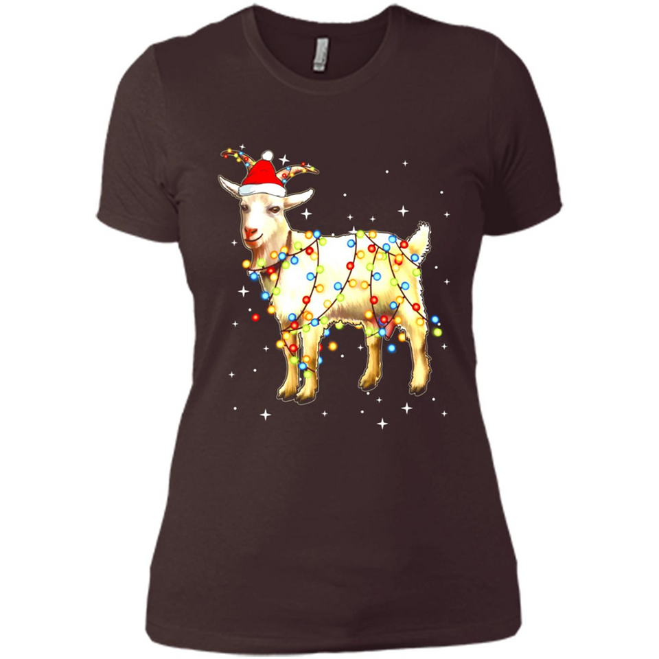 Christmas Lights Goat Wearing Santa Hat Funny Xmas - Ladies' Boyfriend T-Shirt