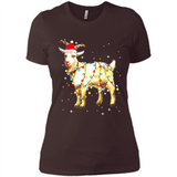 Christmas Lights Goat Wearing Santa Hat Funny Xmas - Ladies' Boyfriend T-Shirt