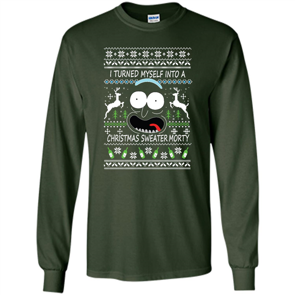 RICK AND MORTY-I TURNED MYSELF INTO A CHRISTMAS SWEATER MORTY UGLY XMAS SWEATER