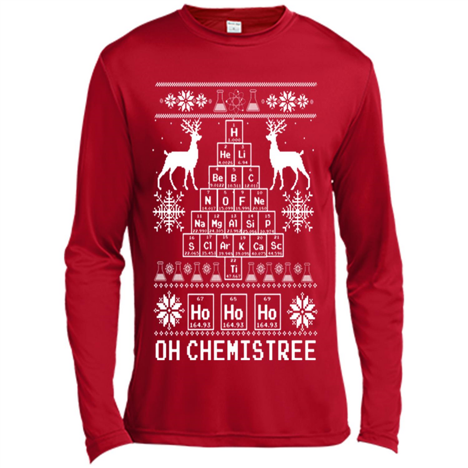 Oh Chemistry Tree Ugly Christmas Sweater - Canvas Long Sleeve T-Shirt