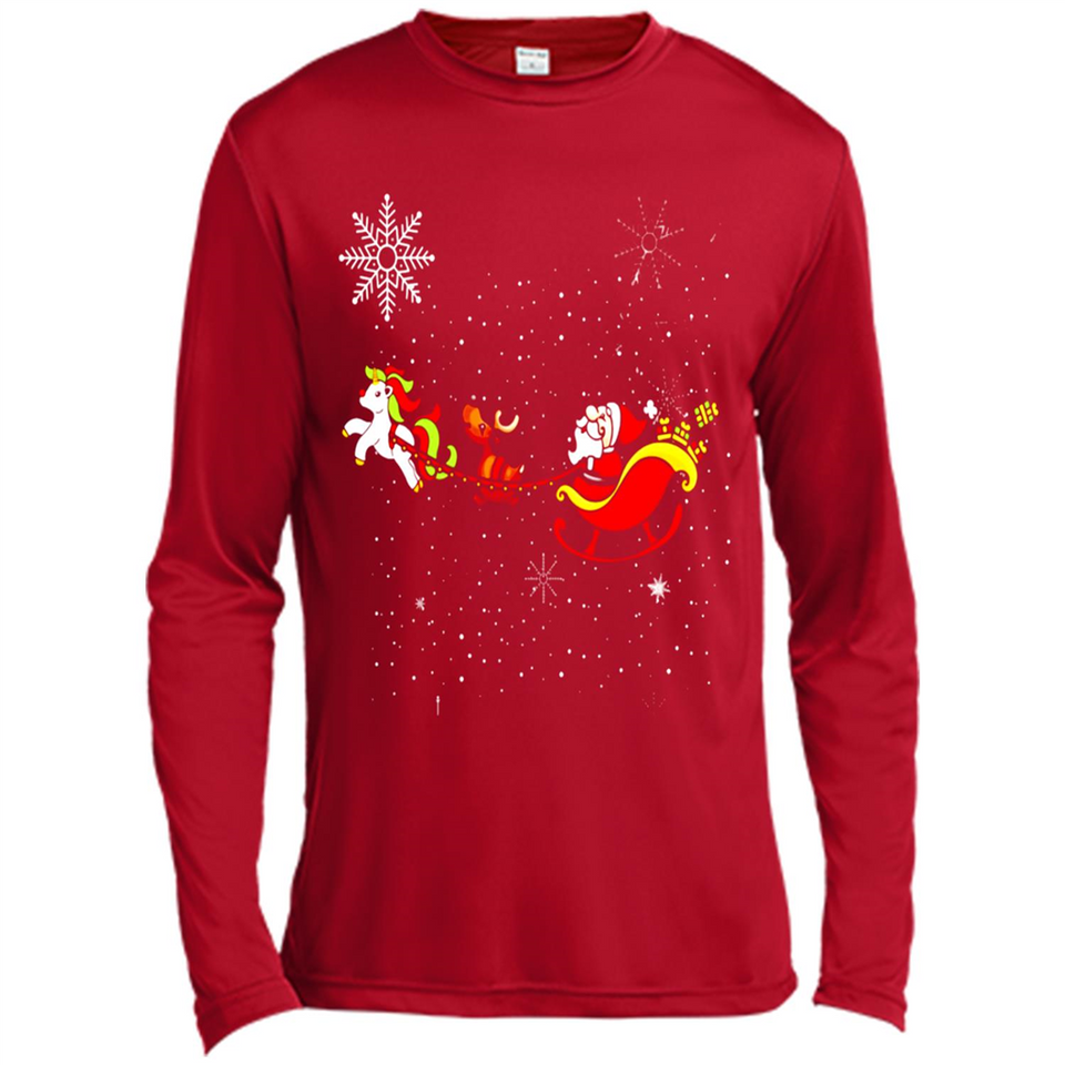 Christmas Unicorn Rudolph and Santa - Canvas Long Sleeve T-Shirt