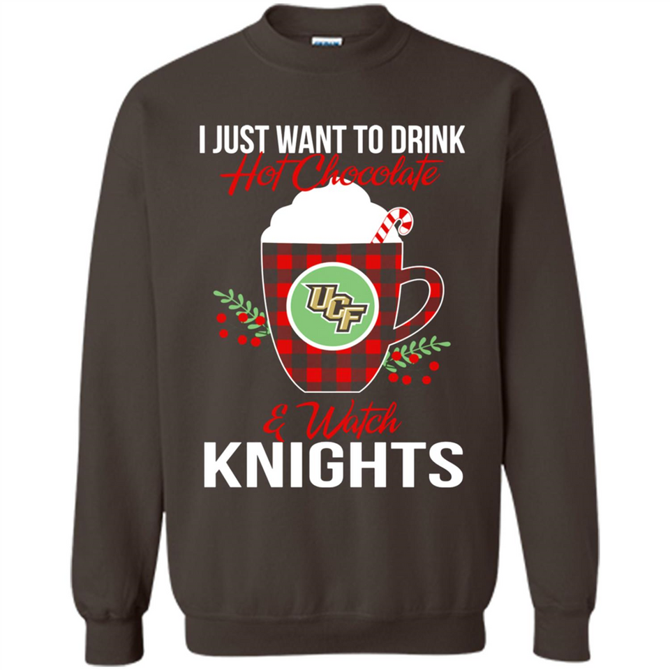 I Just Want To Drink Hot Chocolate & Watch UCF Knights Ugly Christmas Sweater PINGPONG