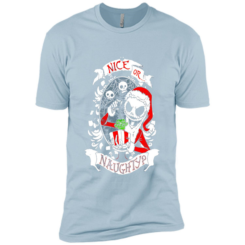 Christmas Shirt, Santa Nice Or Naughty Xmas - Premium Short Sleeve T-Shirt