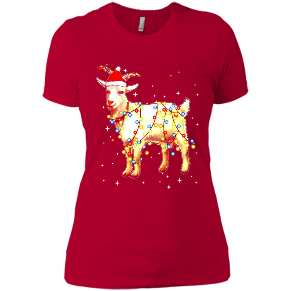 Christmas Lights Goat Wearing Santa Hat Funny Xmas - Ladies' Boyfriend T-Shirt