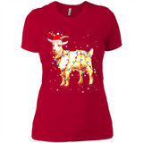 Christmas Lights Goat Wearing Santa Hat Funny Xmas - Ladies' Boyfriend T-Shirt