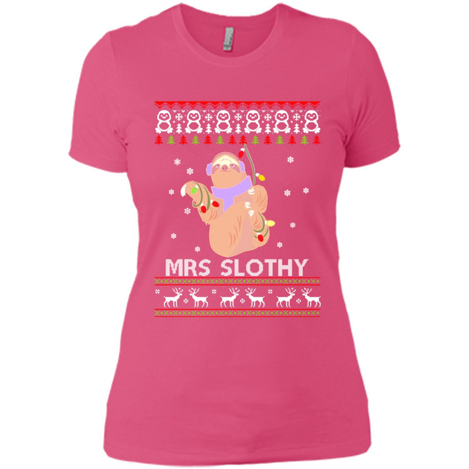 Mrs Slothy Christmas - Ladies' Boyfriend T-Shirt