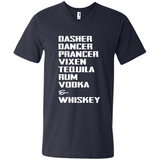 Dasher Dancer Prancer Vixen Tequila Rum Vodka Whiskey Reindeer Christmas T-Shirt - Men's V-Neck