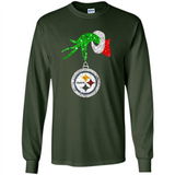 Fantastic Pittsburgh Steelers Glitter Grinch Monogram Ornament Christmas Gift - Long Sleeve T-Shirt