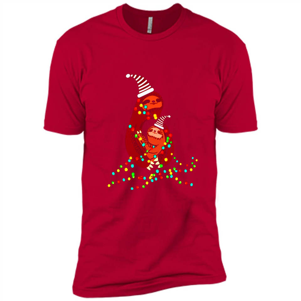 Christmas Lights Sloth Long Sleeve Santa Sloth - Premium Short Sleeve T-Shirt