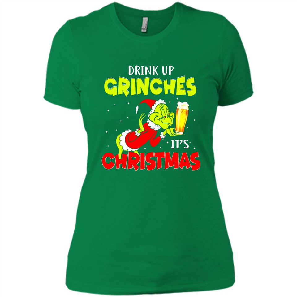 Drink Up Grinches it_s Christmas - Merry Xmas Sweatshirt - Ladies' Boyfriend T-Shirt