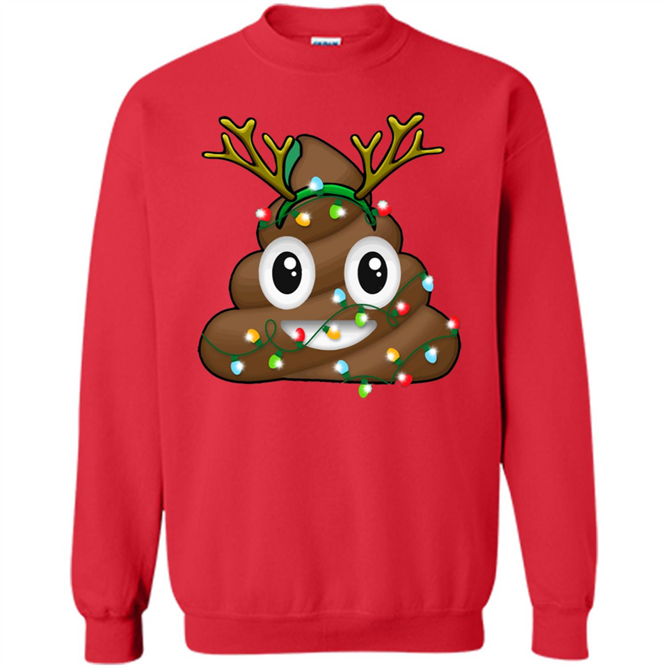 Reindeer Poop Emoji Cute Merry Christmas T-Shirt - Sweatshirt