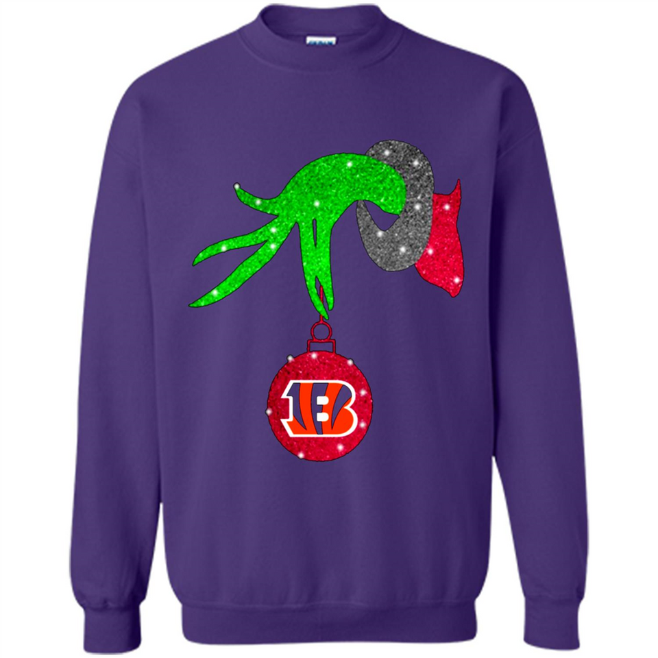 GRINCH HAND HOLDING CINCINNATI BENGALS GLITTER CHRISTMAS PINGPONG