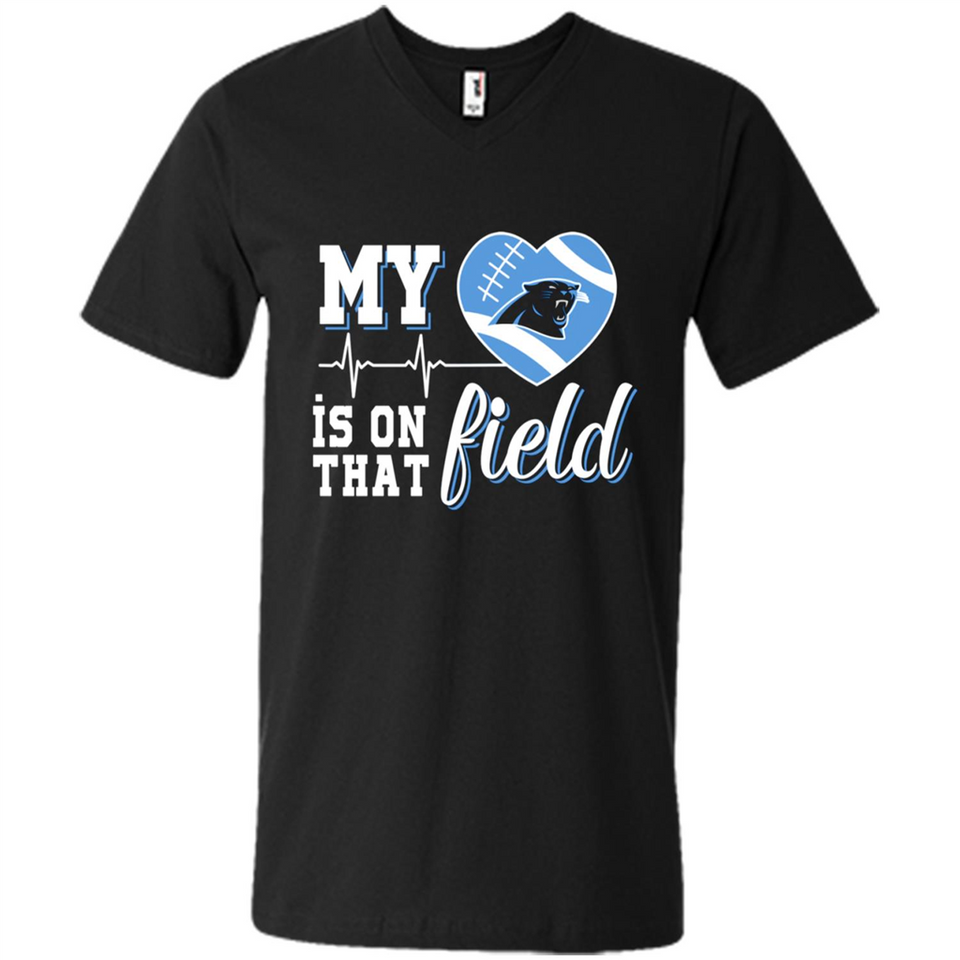 Carolina Panthers Football My Heart is on that Field - Men's V-Neck