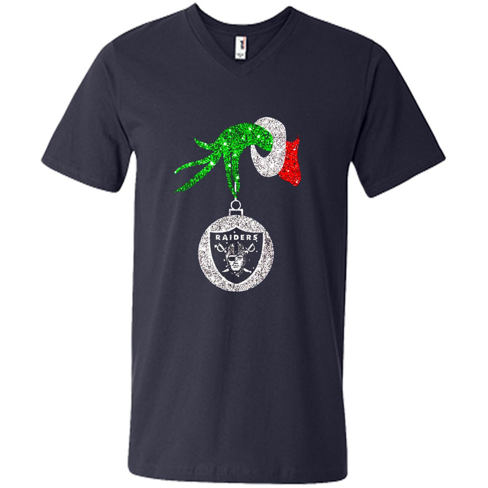 Amazing tee Oakland Raiders Glitter Grinch Monogram Ornament Christmas Gift - Men's V-Neck