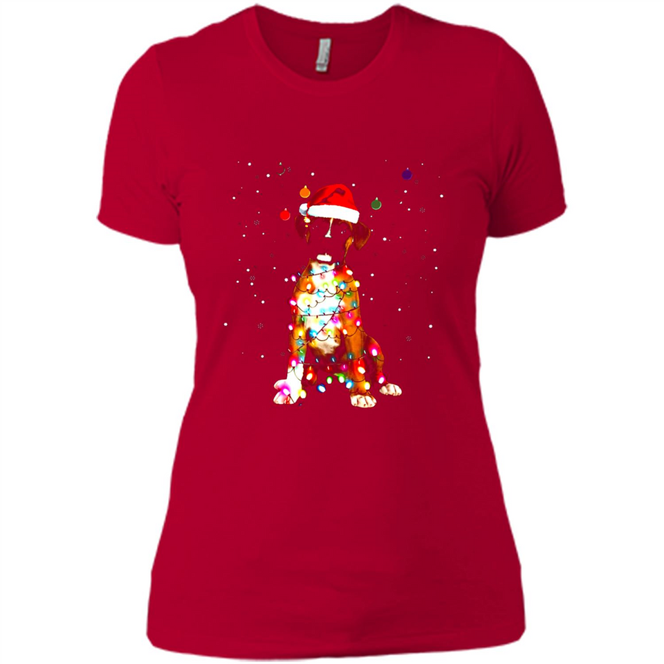 Christmas Lights Boxer Dog Funny Xmas Sweatshirt - Ladies' Boyfriend T-Shirt