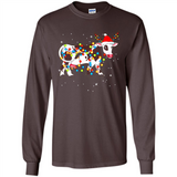 Christmas Lights Cow Wearing Santa Hat Funny Xmas Sweatshirt - Long Sleeve T-Shirt