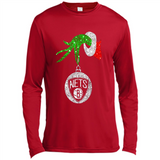 Fantastic Brooklyn Nets Glitter Grinch Monogram Ornament Christmas Gift - Canvas Long Sleeve T-Shirt