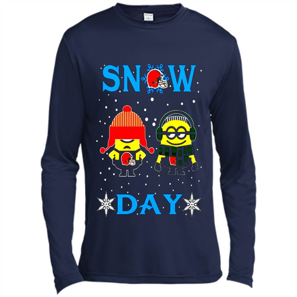 Snow Day Shirt For Cleveland Browns Vs Minion Fans pingpong