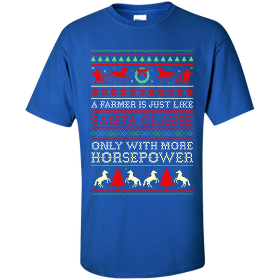 Funny Farmers Gift Ugly Santa Claus Horsepower - Shirt