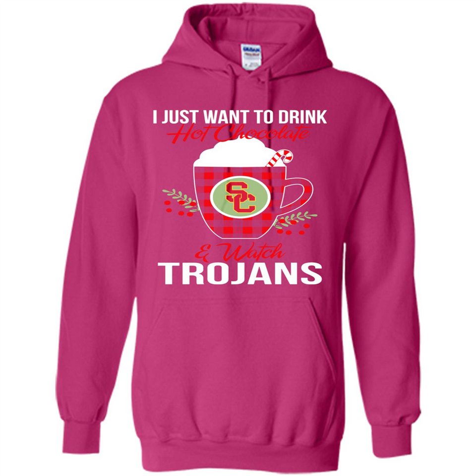 I Just Want To Drink Hot Chocolate & Watch USC Trojans Ugly Christmas Sweater PINGPONG