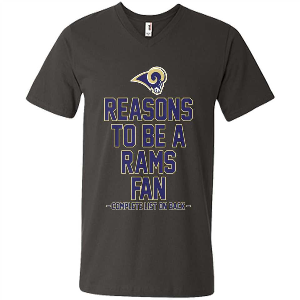 Reasons to be a Los Angeles Rams Fan Complete List on Back - Men's V-Neck
