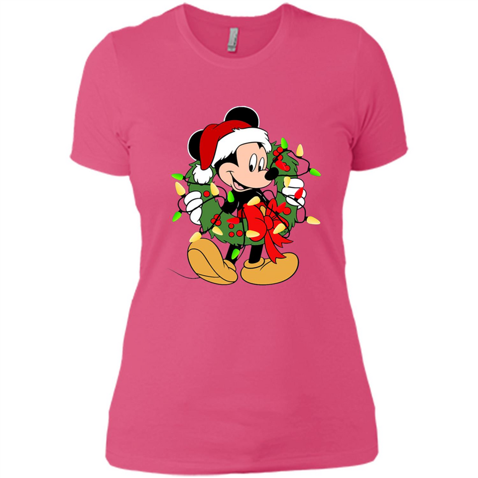 Disney Mickey Mouse Christmas Lights Sweatshirt - Ladies' Boyfriend T-Shirt