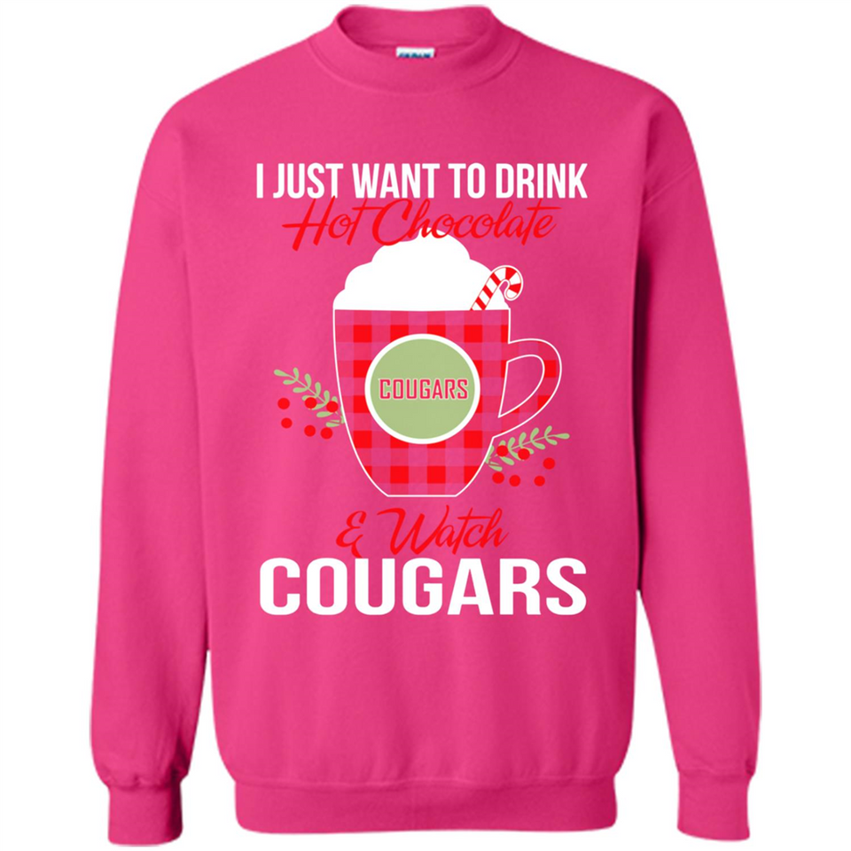 I Just Want To Drink Hot Chocolate & Watch Washington State Cougars Ugly Christmas Sweater PINGPONG