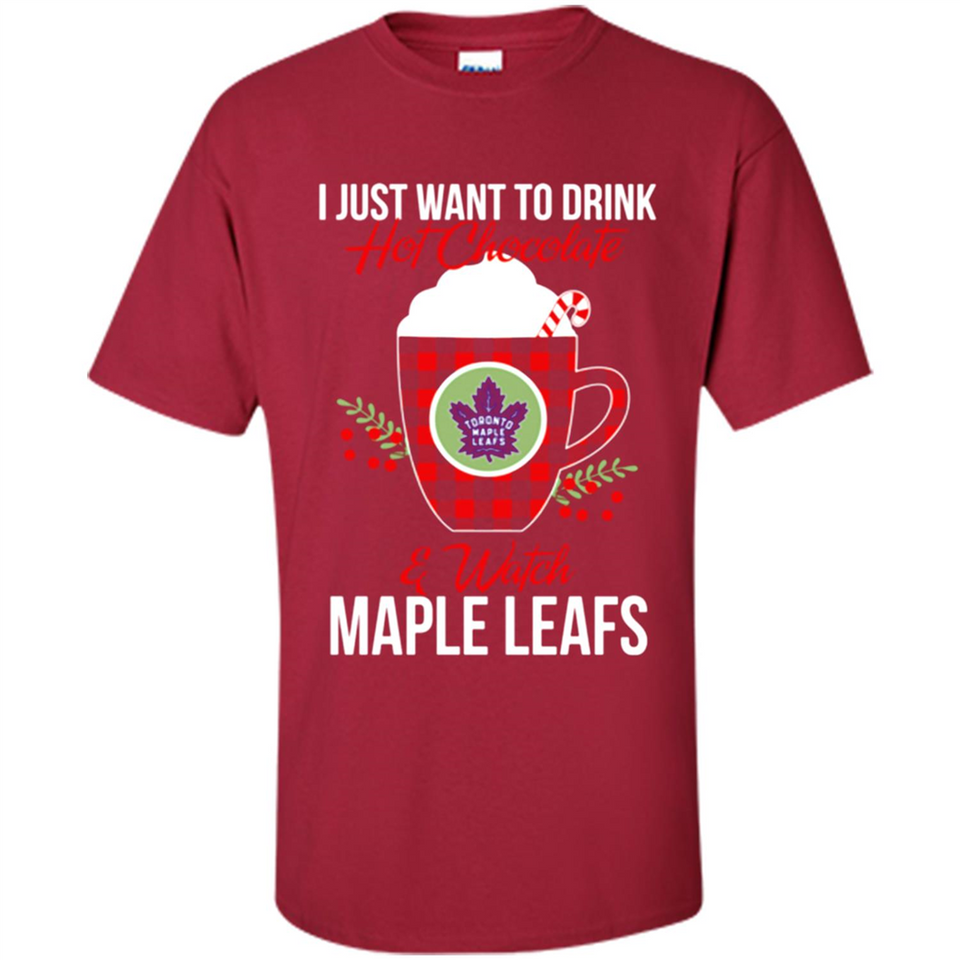 I Just Want To Drink Hot Chocolate & Watch Toronto Maple Leafs Ugly Christmas Sweater PINGPONG