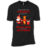 Never Underestimate A December Woman Watches Hallmark Movies Sweatshirt - Premium Short Sleeve T-Shirt