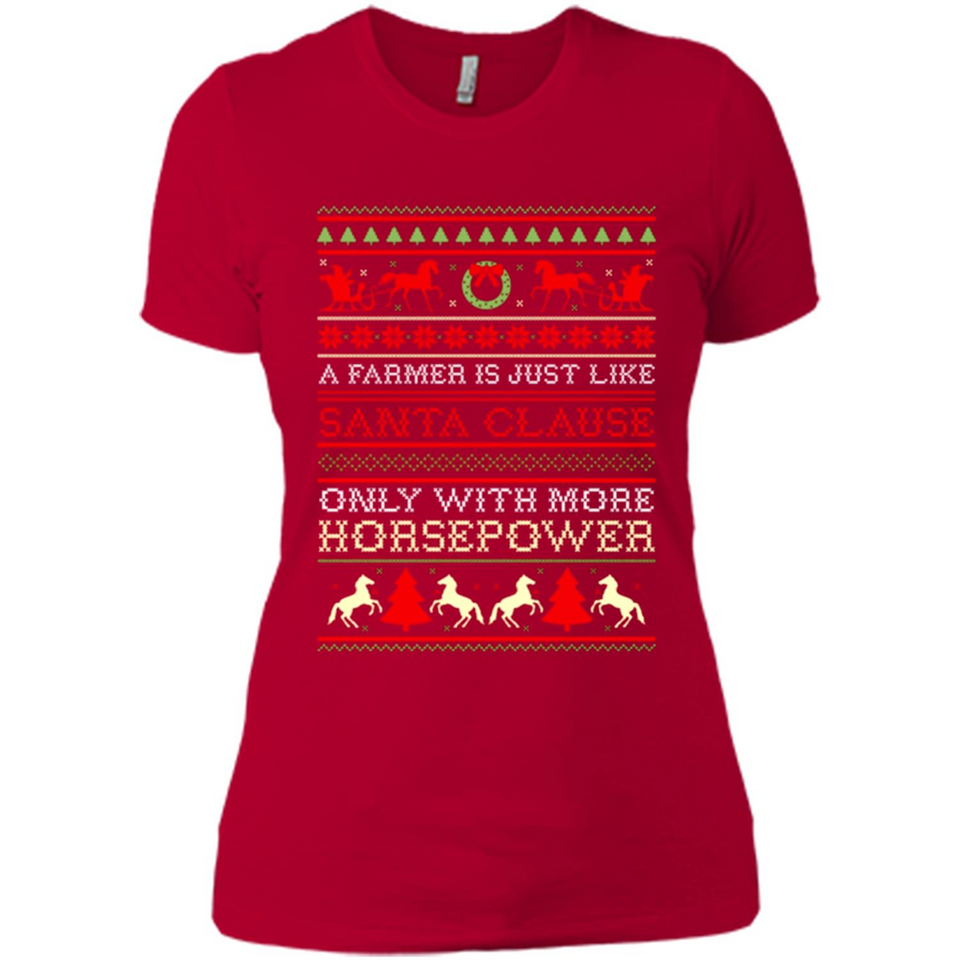 Funny Farmers Gift Ugly Santa Claus Horsepower - Ladies' Boyfriend T-Shirt