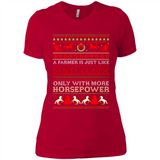 Funny Farmers Gift Ugly Santa Claus Horsepower - Ladies' Boyfriend T-Shirt