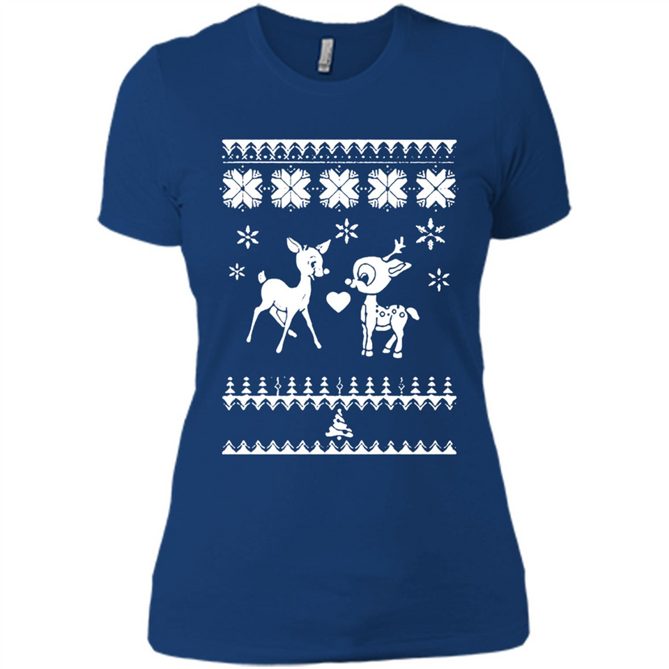 Rudolph and Clarice Ugly Christmas Sweater - Ladies' Boyfriend T-Shirt