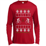 Christmas Ugly Sweater Cycling - Best Ugly Christmas Sweater - Canvas Long Sleeve T-Shirt