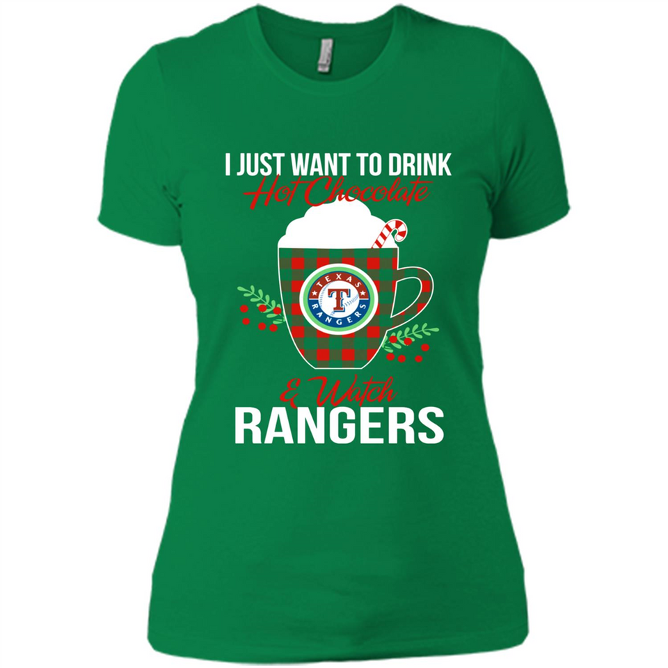 I Just Want To Drink Hot Chocolate & Watch Texas Rangers Ugly Christmas Sweater PINGPONG