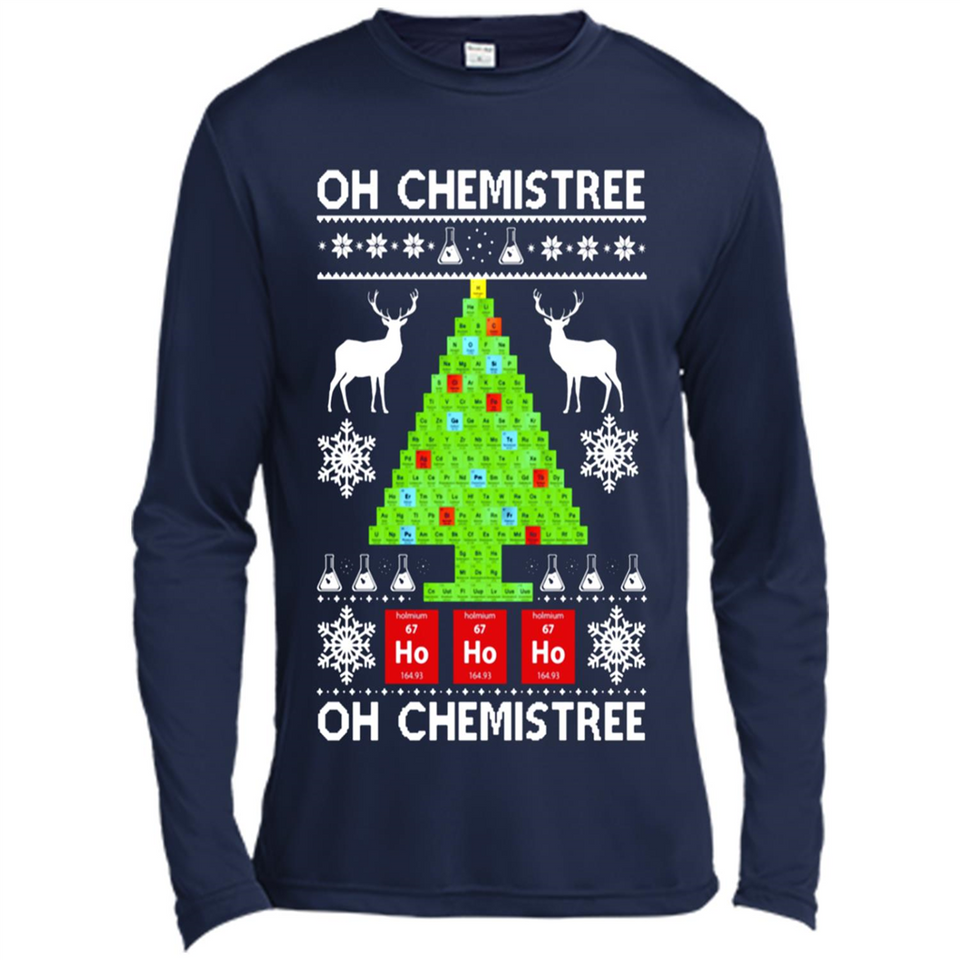 Oh Chemistree, Oh Chemistree Christmas Ugly Sweater - Canvas Long Sleeve T-Shirt