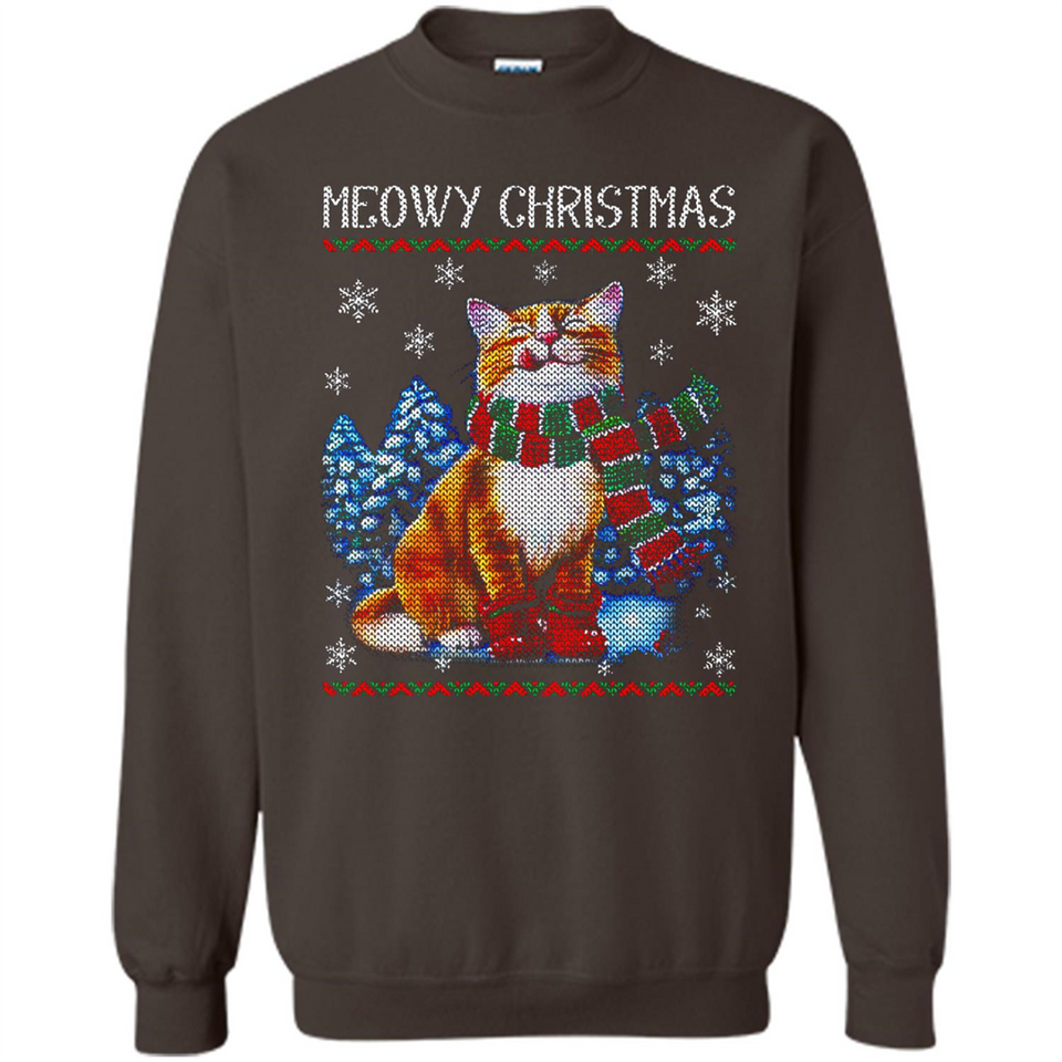 Christmas Ugly Sweater Cat With Christmas Meowy Chritstmas - Sweatshirt