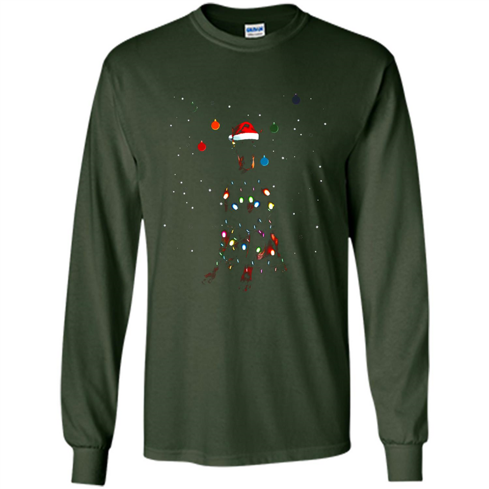 Doberman Santa Lights Christmas Dog Xmas Sweatshirt - Long Sleeve T-Shirt