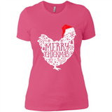 Chicken Christmas T Shirt Merry Chickmas Santa Claus Gifts - Ladies' Boyfriend T-Shirt