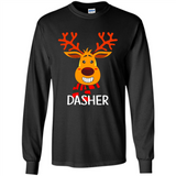 Dasher Reindeer Santa Claus Funny Xmas Holiday T-Shirt - Long Sleeve T-Shirt