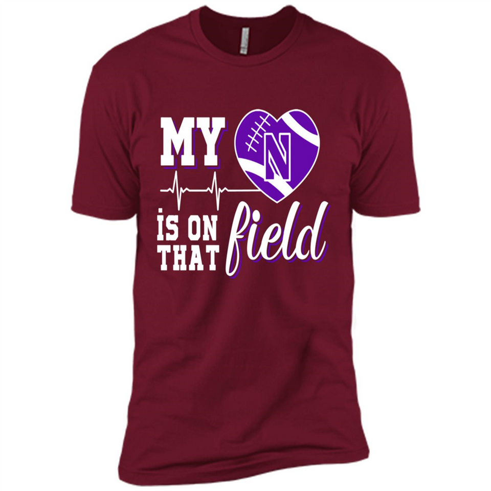 Northwestern Wildcats Football My Heart is on that Field - Premium Short Sleeve T-Shirt
