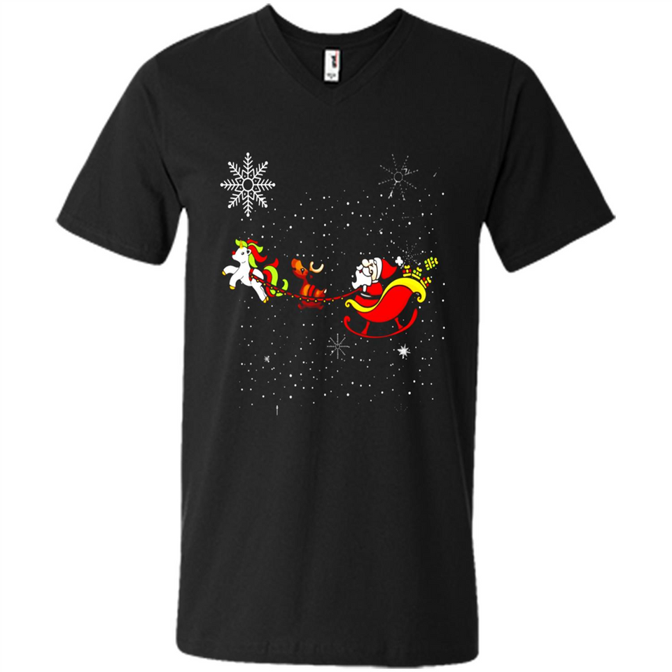 Christmas Unicorn Rudolph and Santa - Men's V-Neck