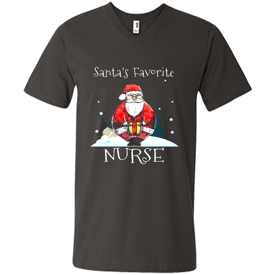 Funny Christmas Nurse Shirt, Santa_s Favorite Nurse - Men's V-Neck