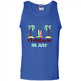 Christmas In July Shirt Surfing Palm Trees Surfboard - Tank Top